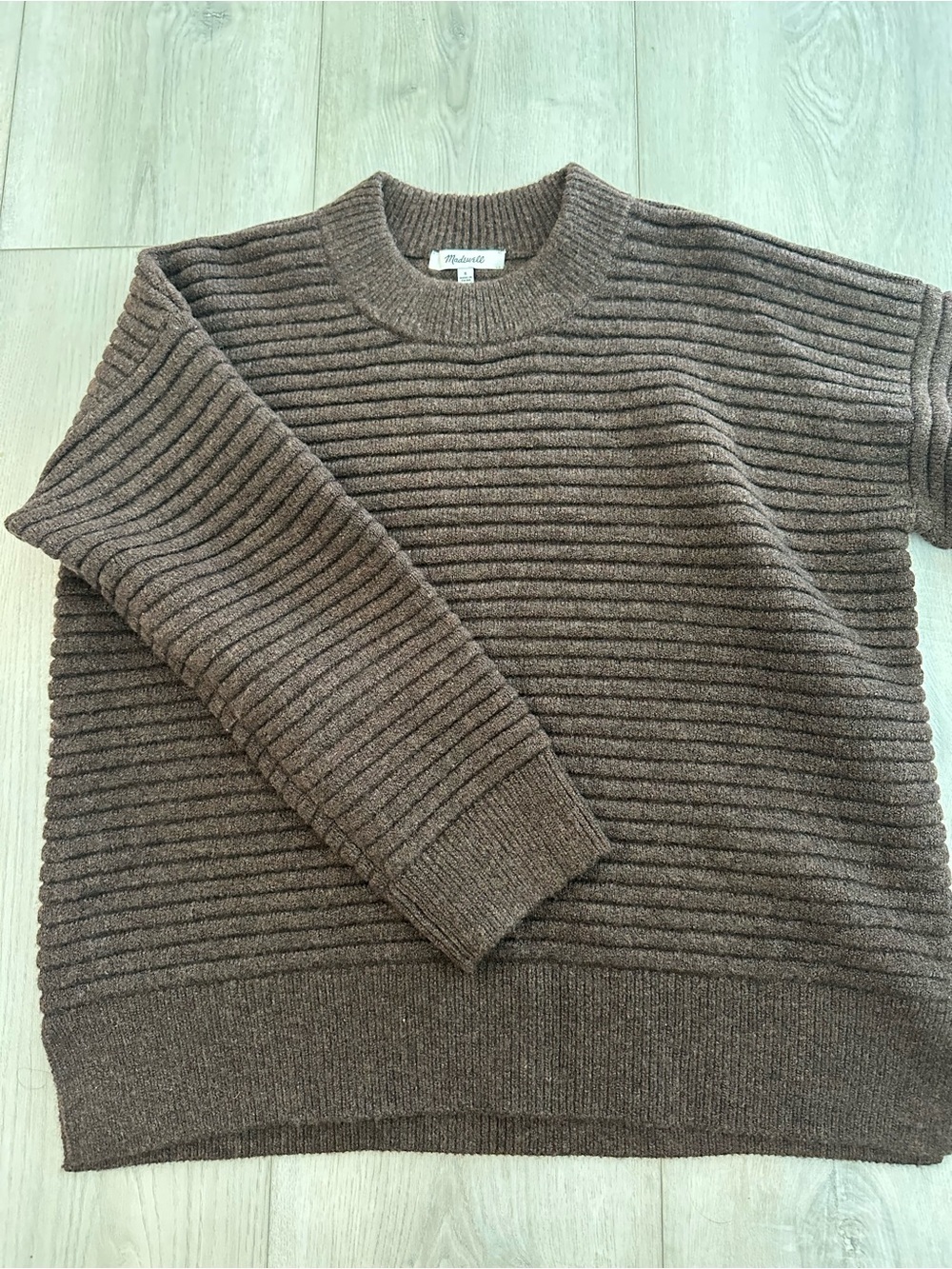 Madewell Brown Ribbed Crewneck Sweater